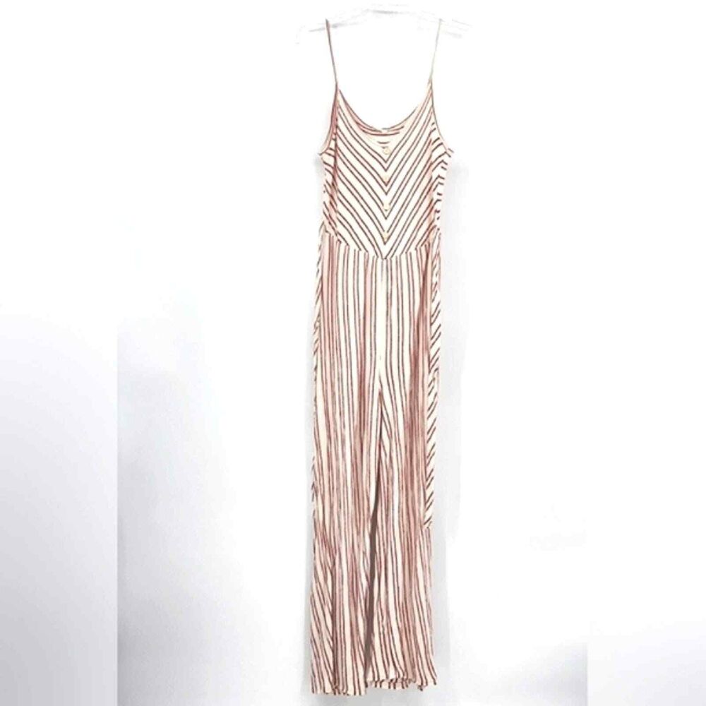 Caution To The Wind White Red Striped Gauze Jumpsuit Medium NO SIZE TAG